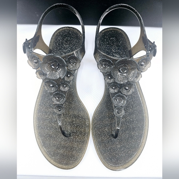 Coach Women's Black Jelly Sandals - Picture 2 of 10